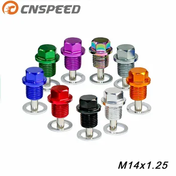 

CNSPEED M14*1.25MM Magnetic Oil Drain Plug Aluminum Bolt/Oil Sump drain plug For Most Ford(All vehicles with 14x1.25 threaded