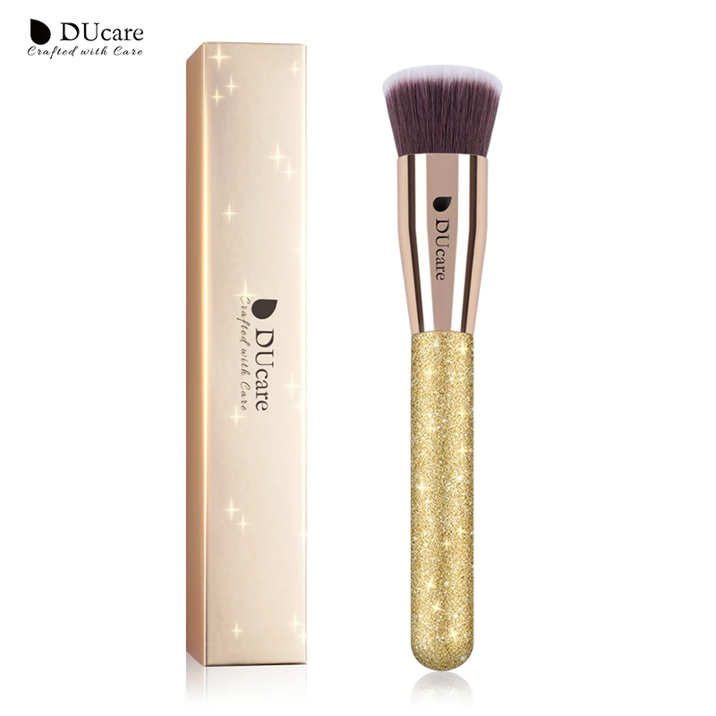 DUcare 1 PC Foundation Brush Flat Kabuki Brush Golden Face Brushes For