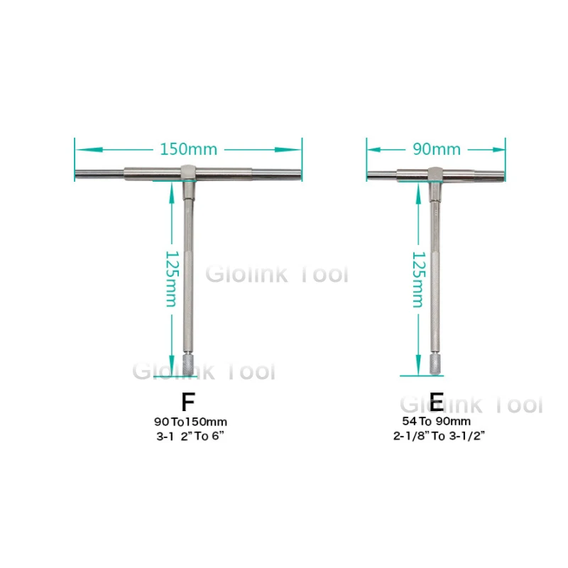 6 шт. Телескопический Калибр 8-150 мм(5/1"-6") регулируемый внутренний инструмент для измерения диаметра углеродистая сталь набор измерительных инструментов HY21