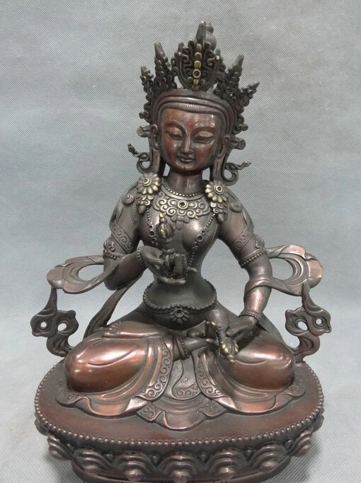 

wholesale factory 12" Chinese Pure Bronze Vajra Vajradhara Buddha Statue Tiebt Goddess Joss Set