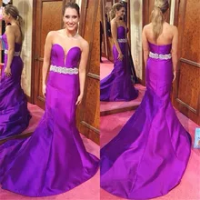 Neue Schatz-nixe Abendkleid 2017 Vestidos De Noite Para Casamento Lila Satin Lange Formale Kleider Abend Tragen