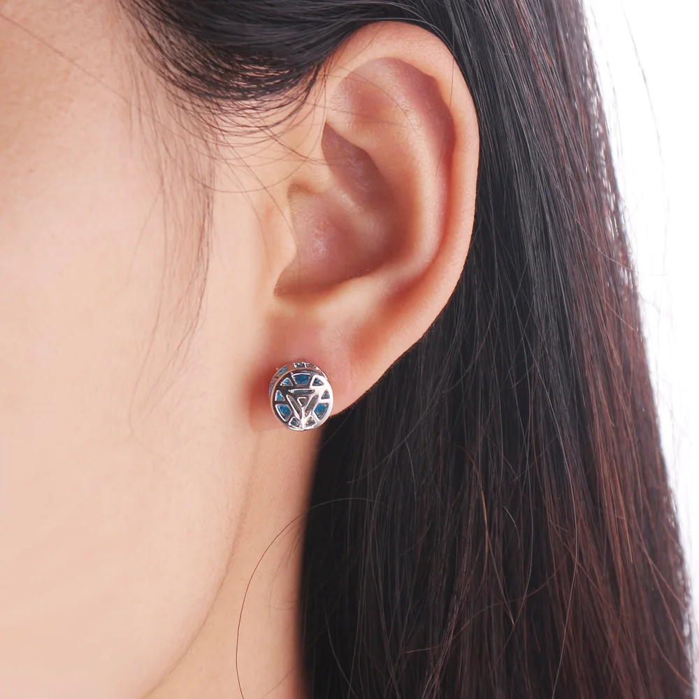 

Anime Marvel's The Avengers Iron Man Tony Stark Cosplay Accessories Women Girls Metal Time Heart Stud Earring Eardrop New