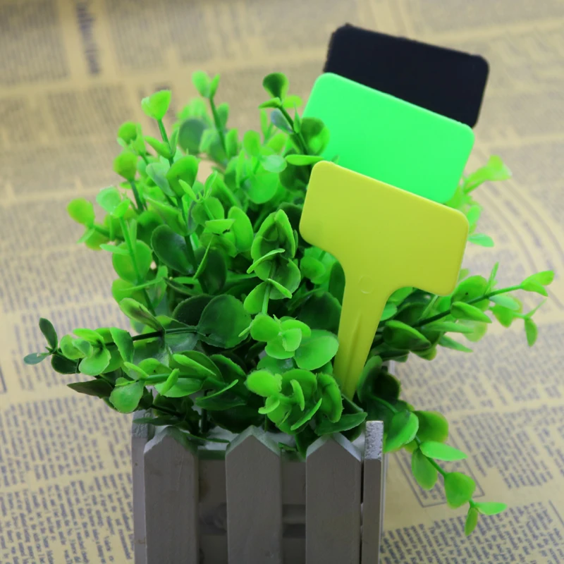 100pcs T-shaped Decorative Plant Labels Plastic T-type Nursery Pots Garden Decoration Seedling Mark Tags