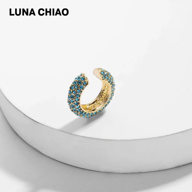 LUNA CHIAO модные ювелирные изделия Bijoux для женщин Pave Кристалл ювелирное мини ухо манжеты серьги-кольца из металла - Окраска металла: Blue