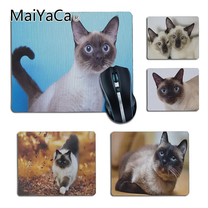 MaiYaCa приятный в использовании Коврик для компьютерной мыши с сиамским котом