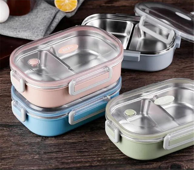 304 Stainless Steel Thermos Lunch Box for Kids Gray Bag Set Bento Box Leakproof Japanese Style Food Container Thermal Lunchbox 2