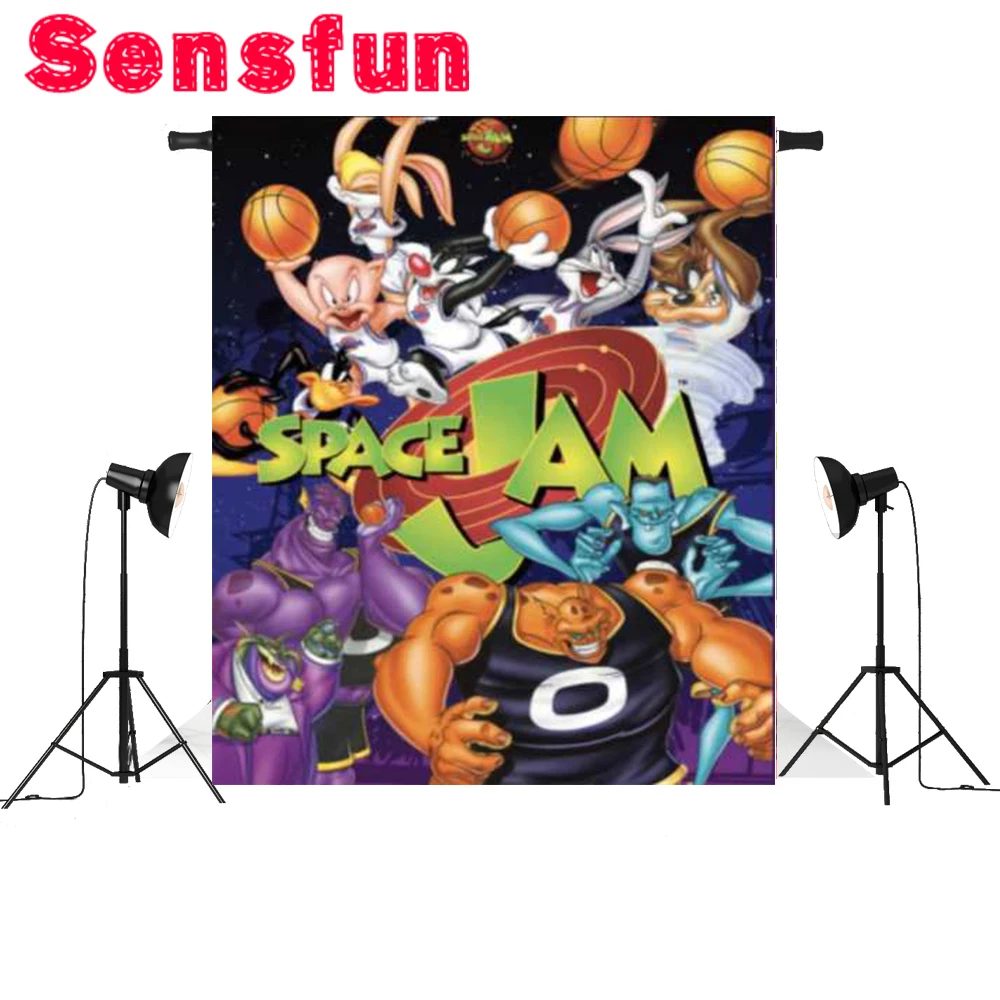 

4x5ft Cartoon Space Jam Children Custom Photo Studio Backdrop Background Vinyl