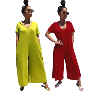 

Summer Women Jumpsuit Solid Color Casual Women Loose Jumpsuits Hooded Short Sleeve Casual Streetwear overalls plus size