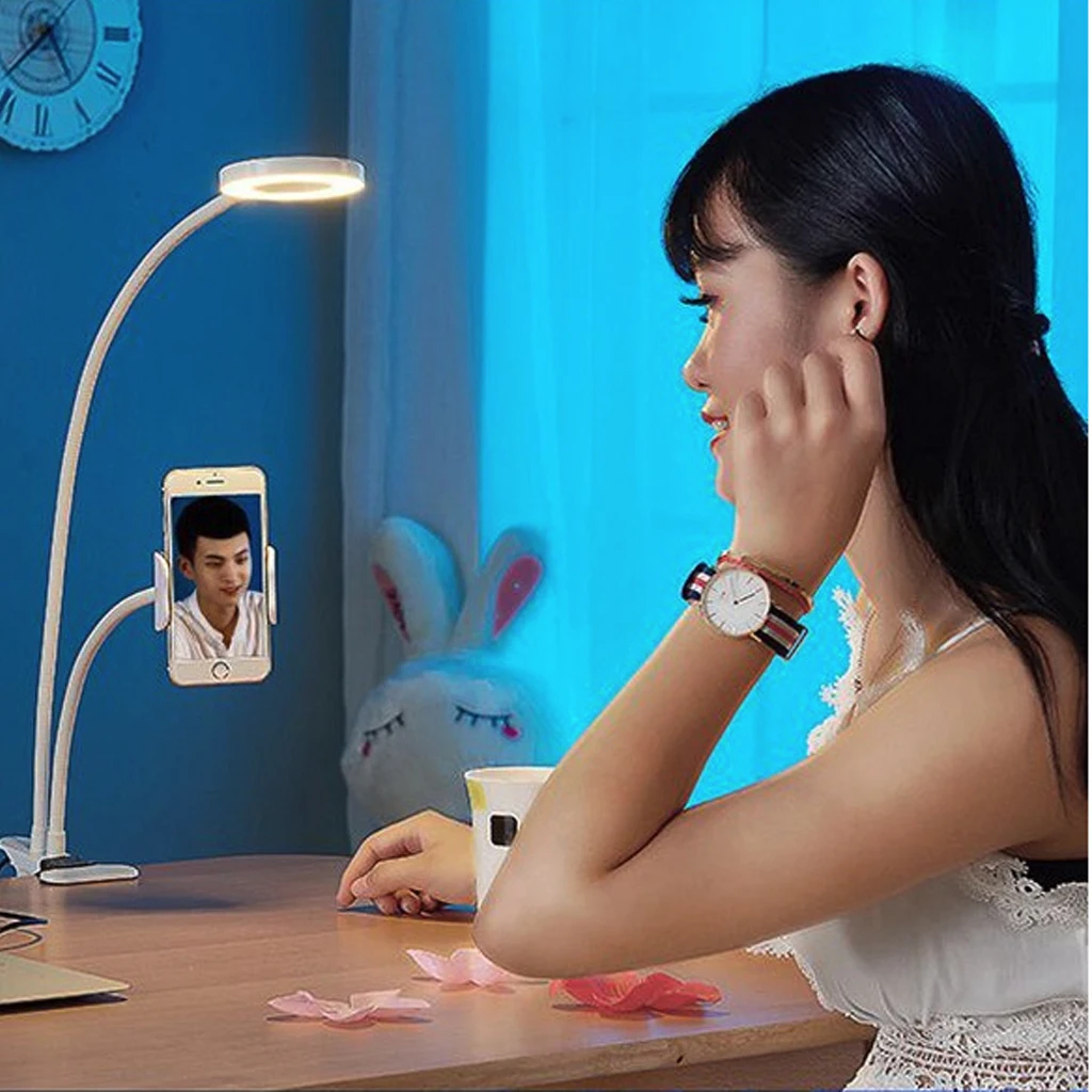  Universal Selfie Ring Light with Flexible Mobile Phone Holder Lazy Bracket Desk Lamp LED Light for 