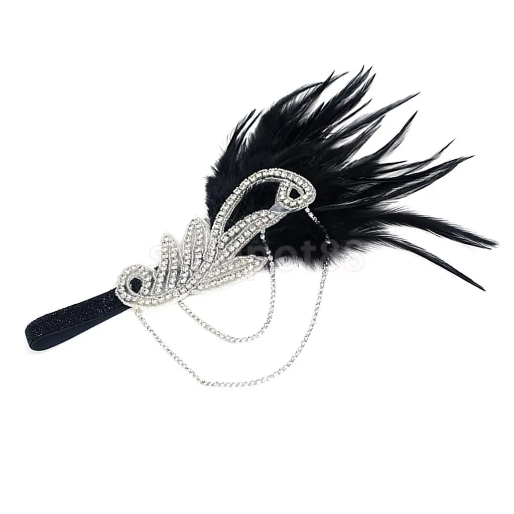 Vintage 1920s Feather Headband Wedding Bridal Headpiece Flapper Fancy Dress