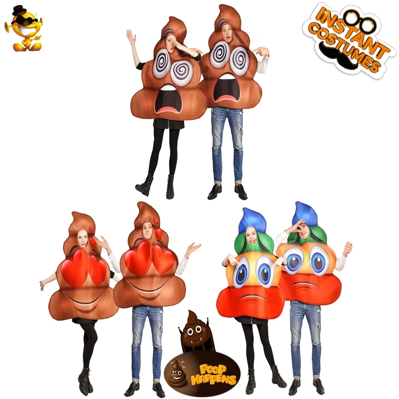 

Purim Party Adult Unisex Poop Emoji Cosplay Funny Colorful sad Heart Emoticon Jumpsuit Fancy Dress Dizzy Poop in Carnival Party