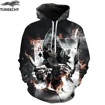 

TUNSECHY Skull Poker Hoodies Sweatshirts Men Women 3D Pullover Funny Tracksuits Male Fashion Casual Hoodies & Sweatshirts