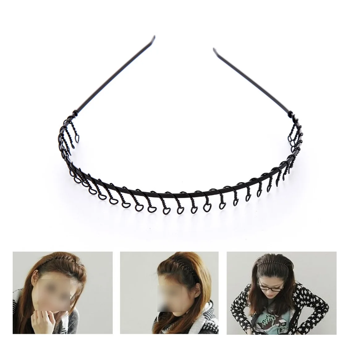 Band Herren Stirnband Damen Sport Wellen Haare Metall Schwarz Haarband 5 Stk