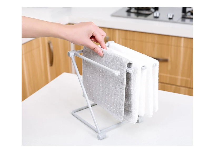 Foldable Kitchen Storage Rack Vertical Multi Functional Towel Holder Bottle Shelf Cup Rack Dishcloth Hanger PP Portable Holder (7)