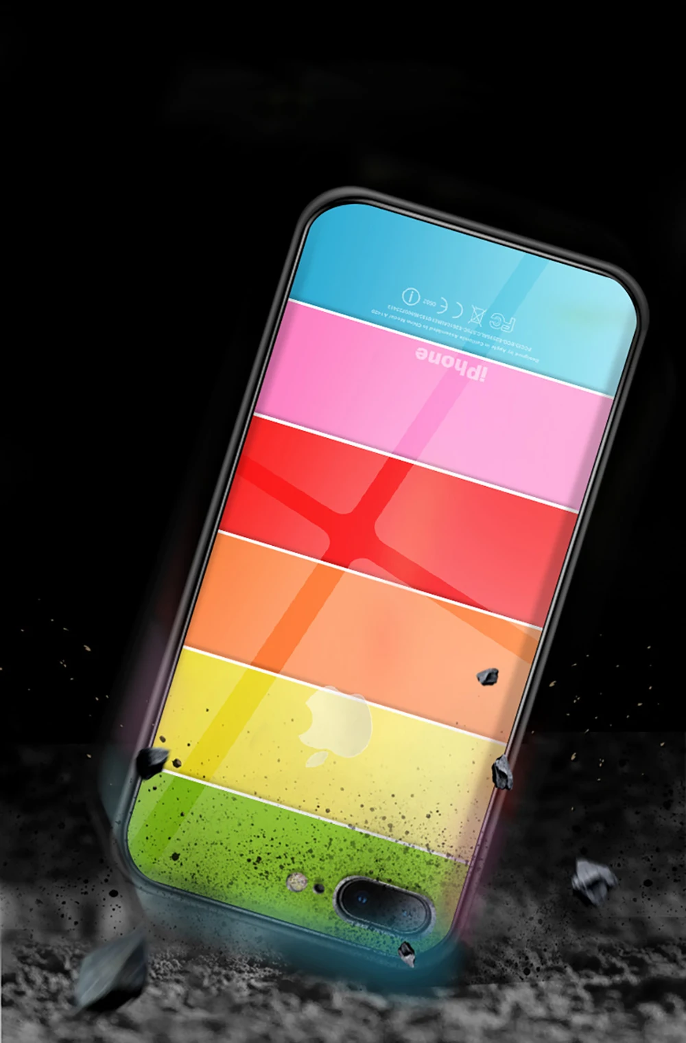 NYFundas For iphone 8Plus 7 6 6S Plus X Clear Tempered Glass Rainbow Shockproof Bumper All-inclusive Protection Conque Accessory (9)