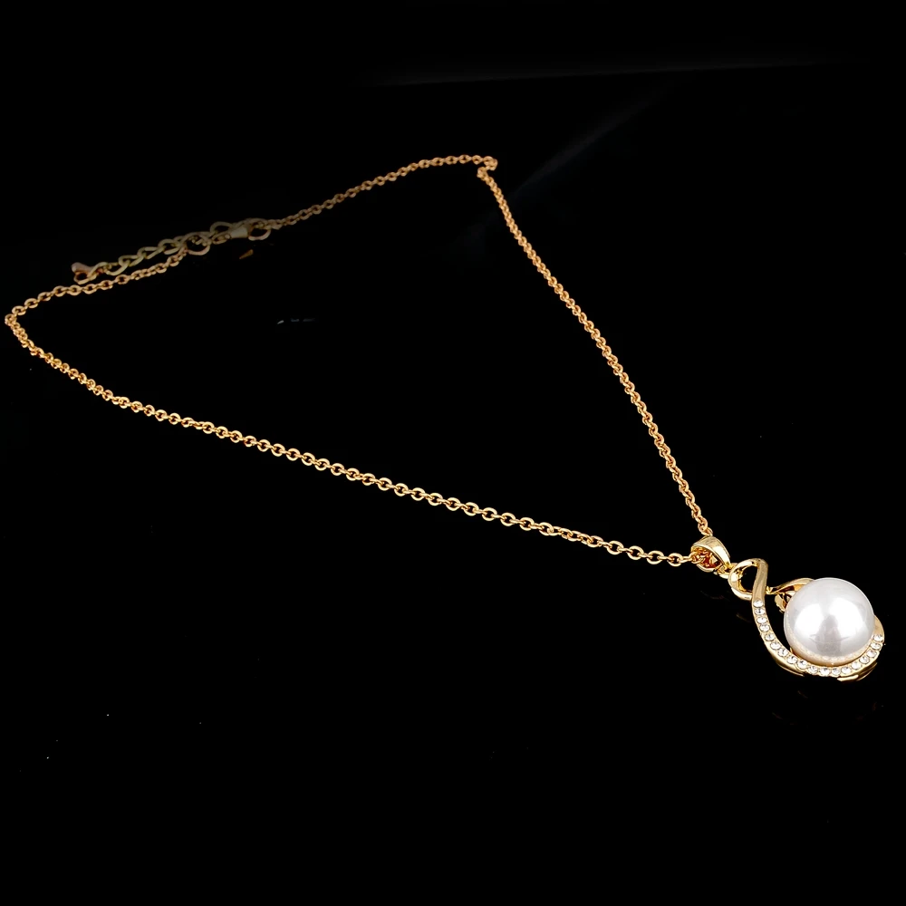 Женское Ожерелье с австрийским кристаллом и искусственным жемчугом|collier fashion|gold