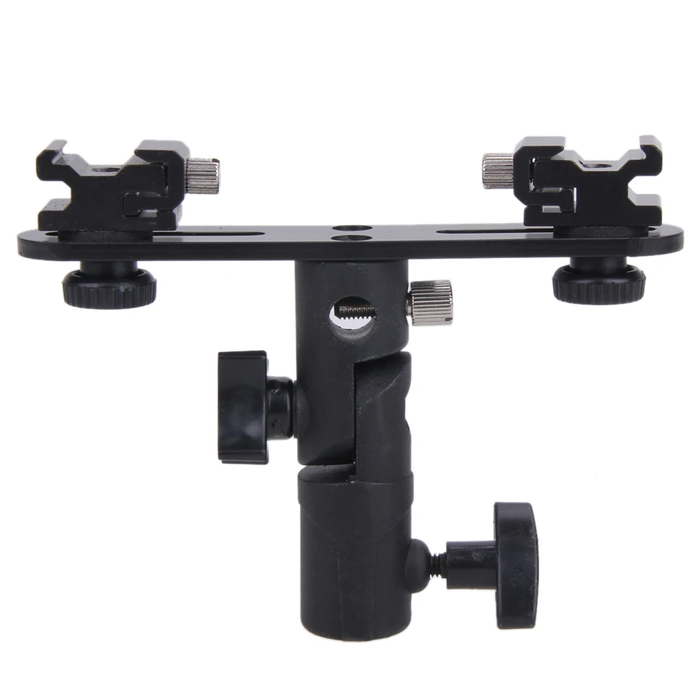 Universal Camera Flash Bracket 2 Hotshoes Umbrella Holder Swivel Light Stand Bracket for Speedlight Photo Studio Accessories Universal Camera Flash Bracket 2 Hotshoes Umbrella Holder Swivel Light Stand Bracket for Speedlight Photo Studio Accessories
