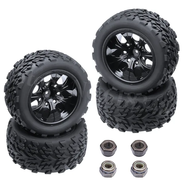 Cheap 4pcs 2.2 inch RC 1/10 Truck Tires & Wheel Rims 12mm Hex Foam Insert Fit HPI Traxxas HSP Redcat Exceed Tamiya Off Road