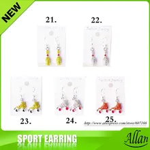 Silvertone Кристалл софтбол очарование Серьги