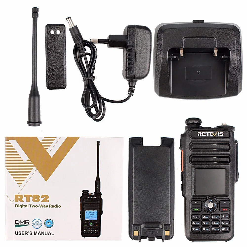 Retevis RT82 GPS Двухдиапазонная DMR радиостанция цифровая рация DCDM TDMA IP67