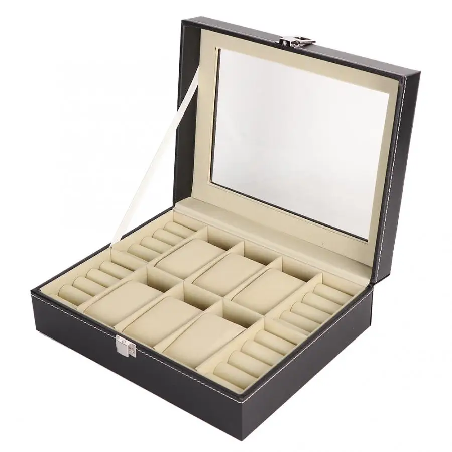 6+ 4 слота коробка для хранения часов кольцо кейс органайзер для сережек Коллекция ювелирных изделий контейнер для демонстрации черный держатель часов или Чехол i