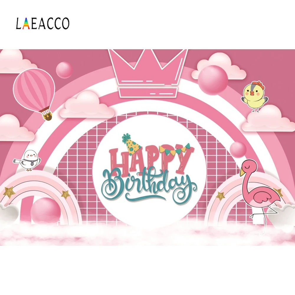 

Laeacco Pink Crown Pattern Cartoon Backdrop Children Girl Portrait Photography Background Photographic Backdrop For Photo Studio