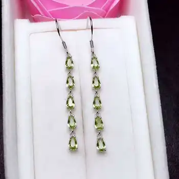 

Video! Fidelity natural 3*5mm peridot drop earrings s925 silver Line type fine jewelry for women party Natural green gemstone