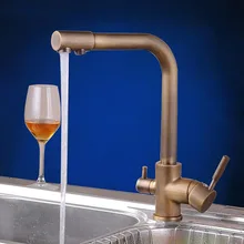 Античная кран очиститель воды fiter Медь Кухня fauets горячей холодной смесителя 360 вращающиеся смесители