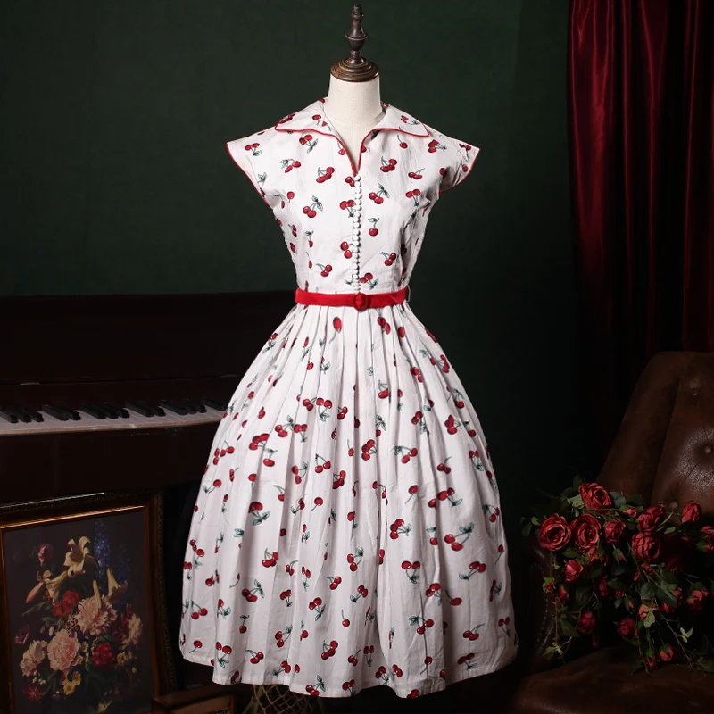 30-летние женские винтажные 50 s Вишневое плиссированное платье с v-образным вырезом в красном рокабилли пинап jurken большого размера 4xl vestidos платья
