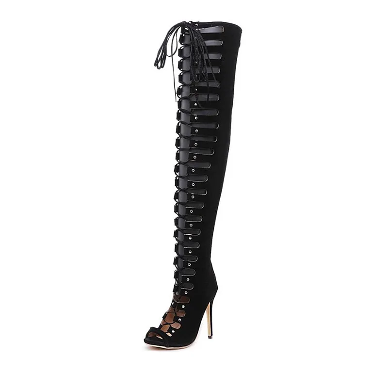 Cm Pumpen Knie Frauen Öffnen Winter Zipper Stiefel Sexy Gebunden Spitze Das Ferse Kreuz Schuhe Über 11 up Jinjoe Arbeit C6wX57qw