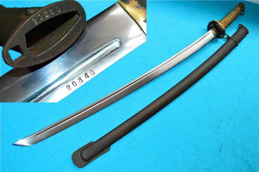 Military Japanese NCO Sword Samurai Katana Steel Sheath Matching Number Brass Handle