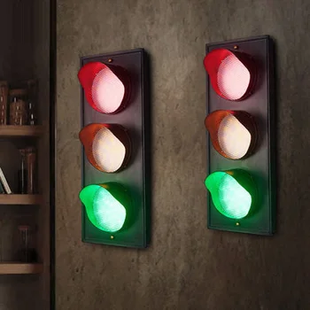 Креативный промышленный Ретро зеленый красный синий 3 цвета светодиодный светильник для дорожного движения стильный настенный светильник ...