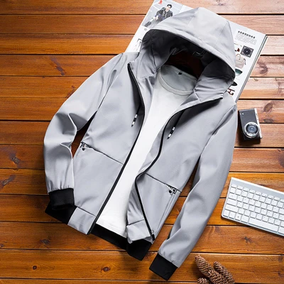 DIMUSI, мужские куртки-бомберы, модные мужские куртки в стиле Харадзюку, хип-хоп, уличный Анорак, мужские повседневные спортивные куртки с капюшоном, YA826 - Цвет: Grey