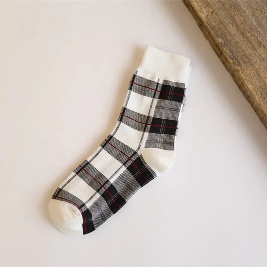 Sokken/Винтажные клетчатые носки в винтажном стиле; забавные носки в стиле ретро; Schotse Rooster Mooie Sokken Hoge Kwaliteit calzini - Цвет: Beige