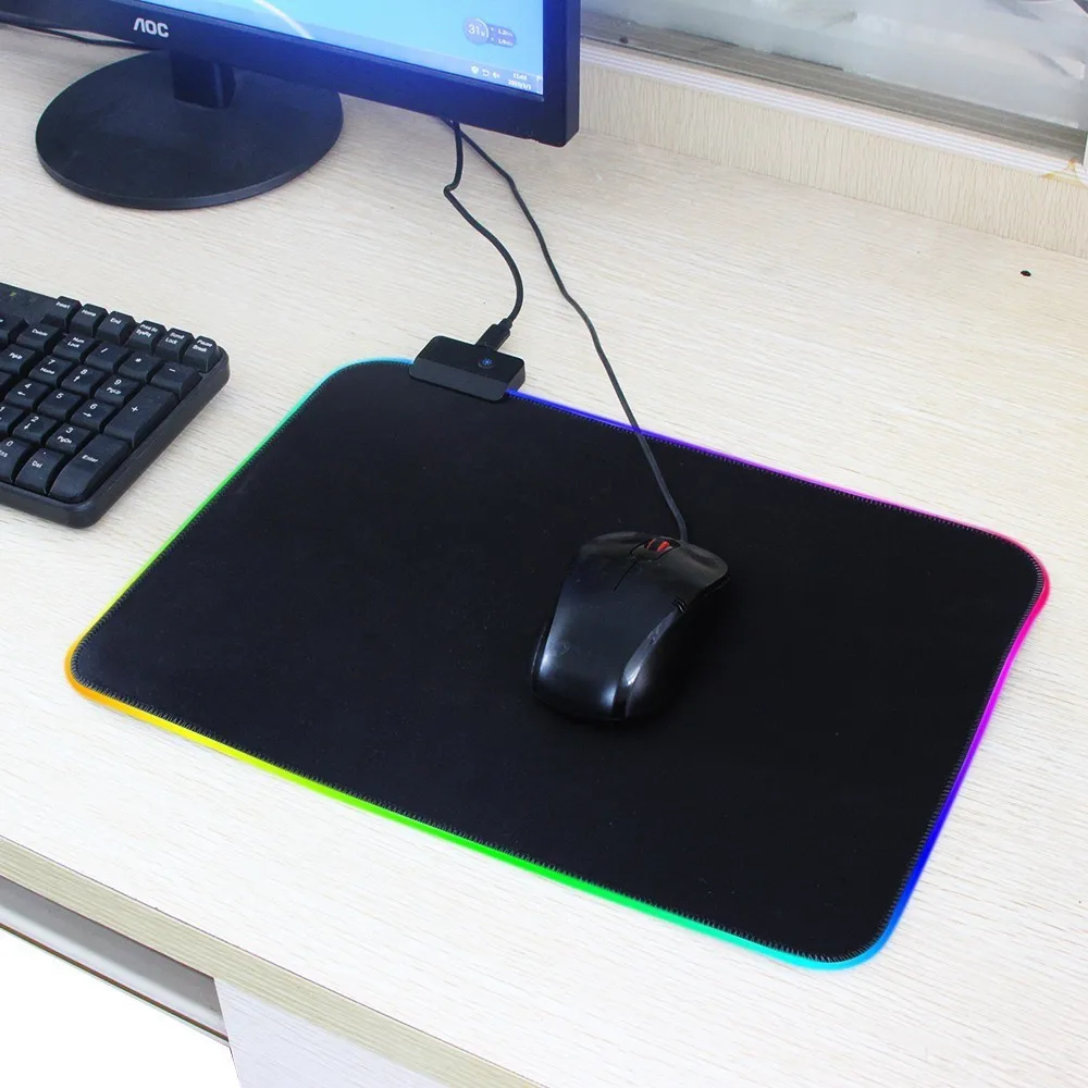 Игровой мышь Pad RGB негабаритных Светящиеся светодиодный Расширенный клавиатура с подсветкой утолщаются Красочные для ПК ноутбук