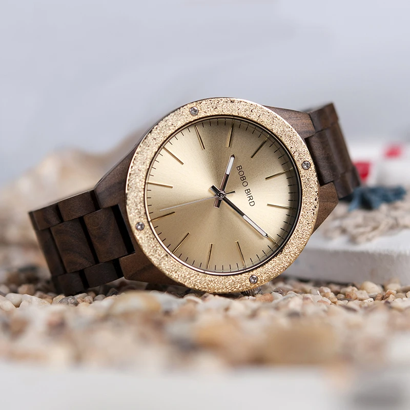BOBO BIRD Men Watch Bamboo Wooden WristwatchesMale kol saati relojes hombre With Wood Links In Gift Wood Case Custom logo