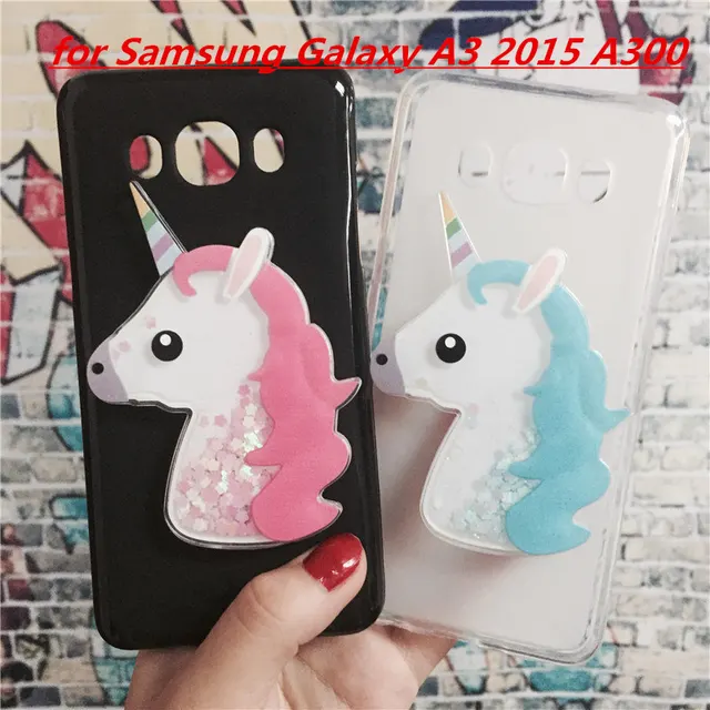 Special Price 3D Unicorn Quicksand Liquid Soft Silicone Case for Samsung Galaxy A3 2015 Version A300 A300F A300FU Phone Cover Cartoon Diamond