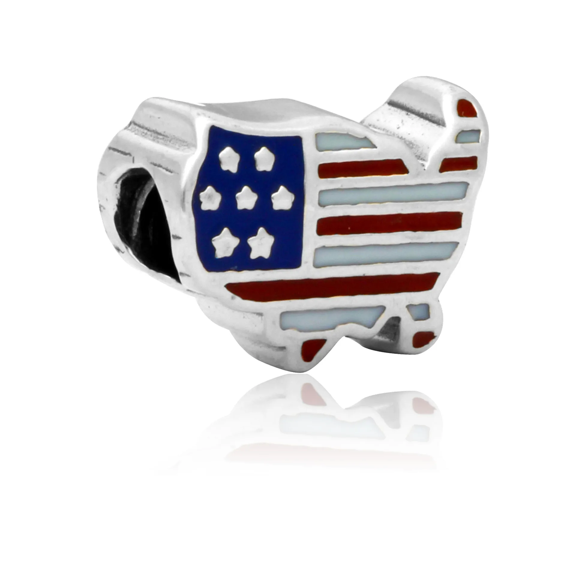 

1pc Wholesale plata de ley 925 Charms American flag large hole beads red DIY alloy bracelet beaded ENM228