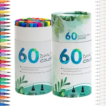 Фломастеры с двумя наконечниками 60 цветов, Magicfly Акварельная двойная ручка с наконечником 0,4 и маркером кисть с наконечником(1 мм-2 мм