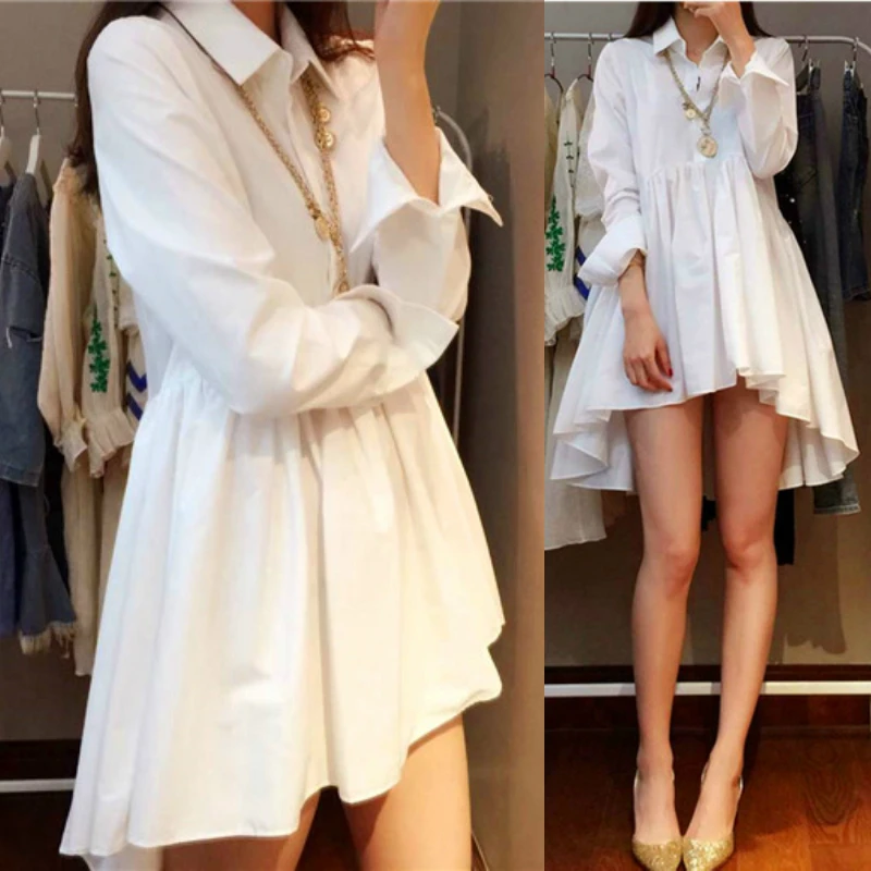 

4xl plus big size women clothing dress 2018 spring korean vestidos autumn loose black white casual dress long female A0873