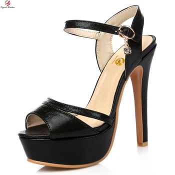 

Original Intention New Popular Women Platform Sandals Peep Toe High Heel Sandals Gold Silver Black Shoes Woman Plus US Size 3-16