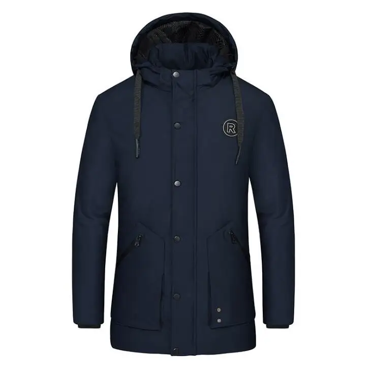 Модные мужские новые зимние парки-40 градусов Россия холодный снег Повседневная куртка с капюшоном 0607-008 - Цвет: dark blue