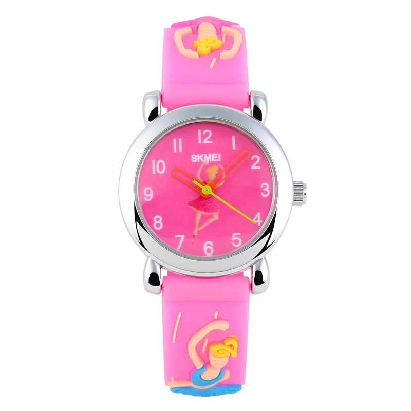 SKMEI 1047 детские часы Детские Мультяшные милые наручные часы водонепроницаемые кварцевые часы для мальчиков и девочек спортивные наручные часы для студентов - Цвет: Pink Ballet