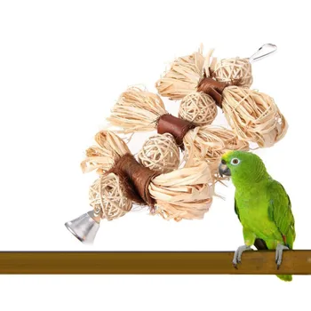 

Lovely Parrot Toys Pet Cockatiel Loofah Sepak Takraw Ball Chewing Bells Toy Parakeet Bird Bites Swing Birds Cages Decor Toys