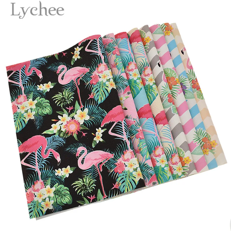 

Lychee 29x21cm A4 Flamingo Fake Leather Fabric High Quality Sewing Synthetic Leather DIY Material For Handbag Garments