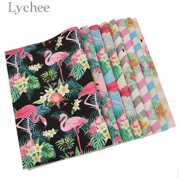 

Lychee Life 29x21cm A4 Flamingo Fake Leather Fabric High Quality Sewing Synthetic Leather DIY Material For Handbag Garments