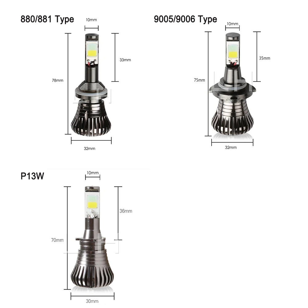 H1 led H3 H7 H11 H8 9005 9006 HB3 HB4 H27 880 881 H16 PSX24W Противотуманные фары дневные фары DRL лампа двойной Цвет белый цвет желтый, синий; размеры 34–43/голубого ледяного цвета 12v