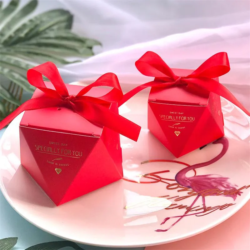 Розовый/красный/синий бриллиант форма ребенка душ коробка конфет Свадебные сувениры и подарки коробки День Рождения украшения для гостей