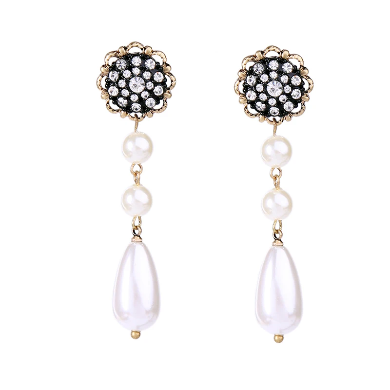 Modern Wedding Jewelry Fashion Acrylic Pearl Water Drop Earrings Modern Wedding Jewelry Fashion Acrylic Pearl Water Drop Earrings High End Crystal Flower Long Dangle Earring Women Gift In From
