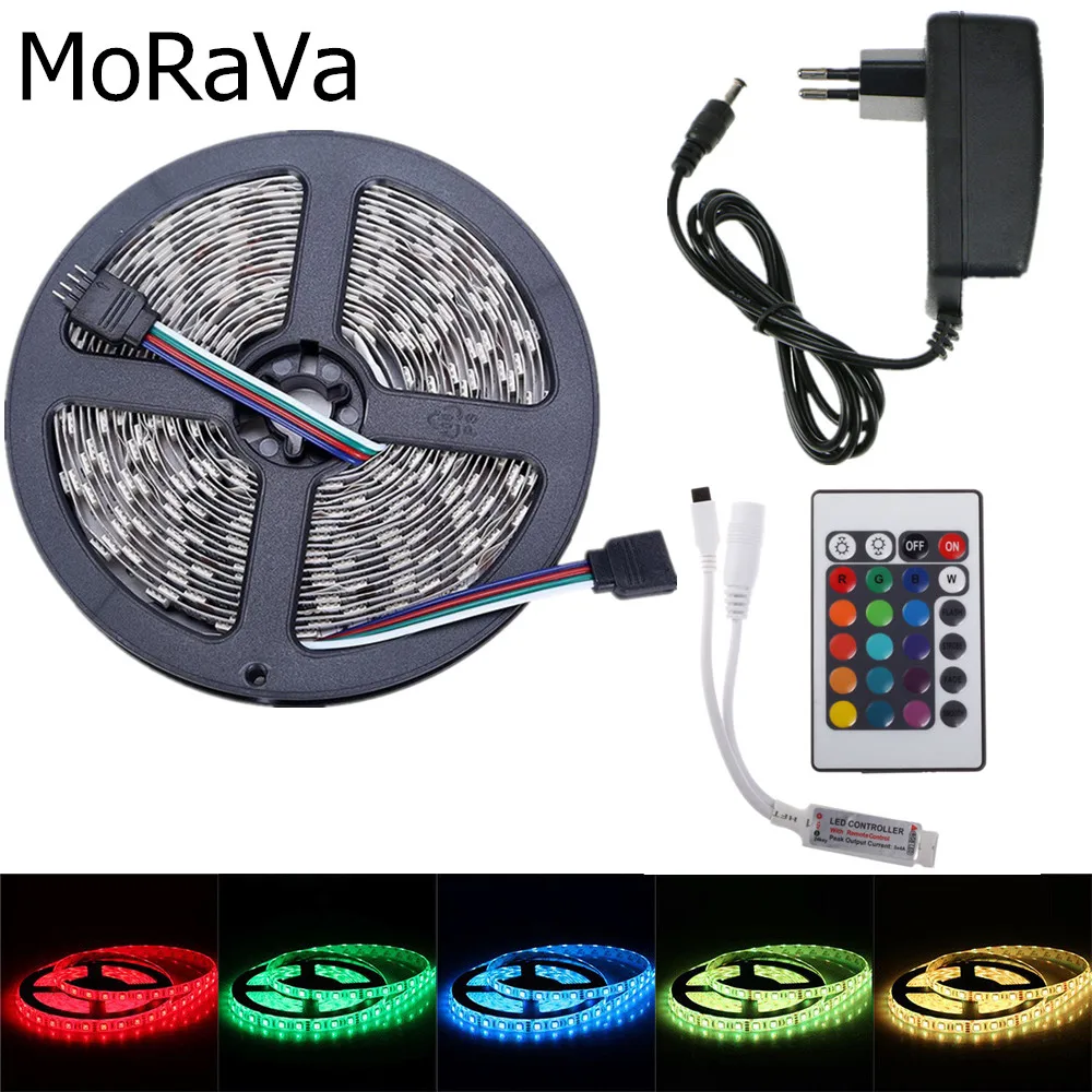 5 м 10 м Светодиодная лента SMD 2835 5050 12 В не водонепроницаемая гибкая RGB лента веревка струнная лампа+ 24key WiFi контроллер+ Мощность